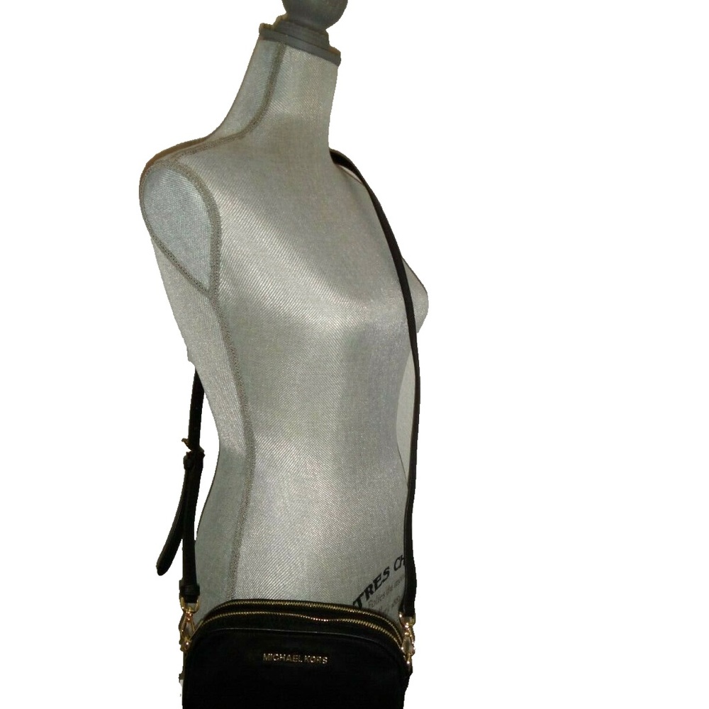 Michael Kors Small Double Zip Crossbody Bag in Black Pebbled Leather NWT